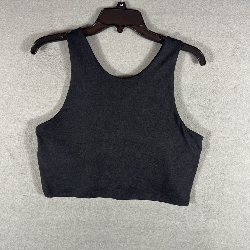 Kyodan Women's Black Activewear Crop Tank Top XL Polyester Spandex Gym Workout